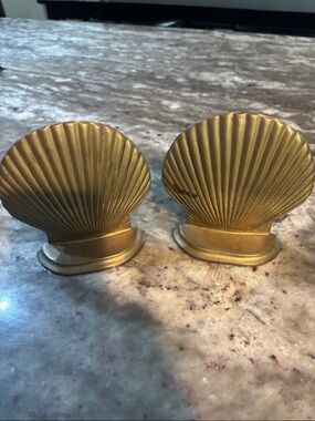 Brass Shell Bookends - Pair